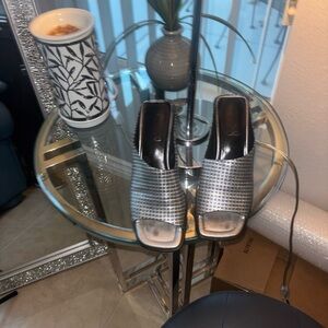 Franco Sarto Shimmering Silver Mules